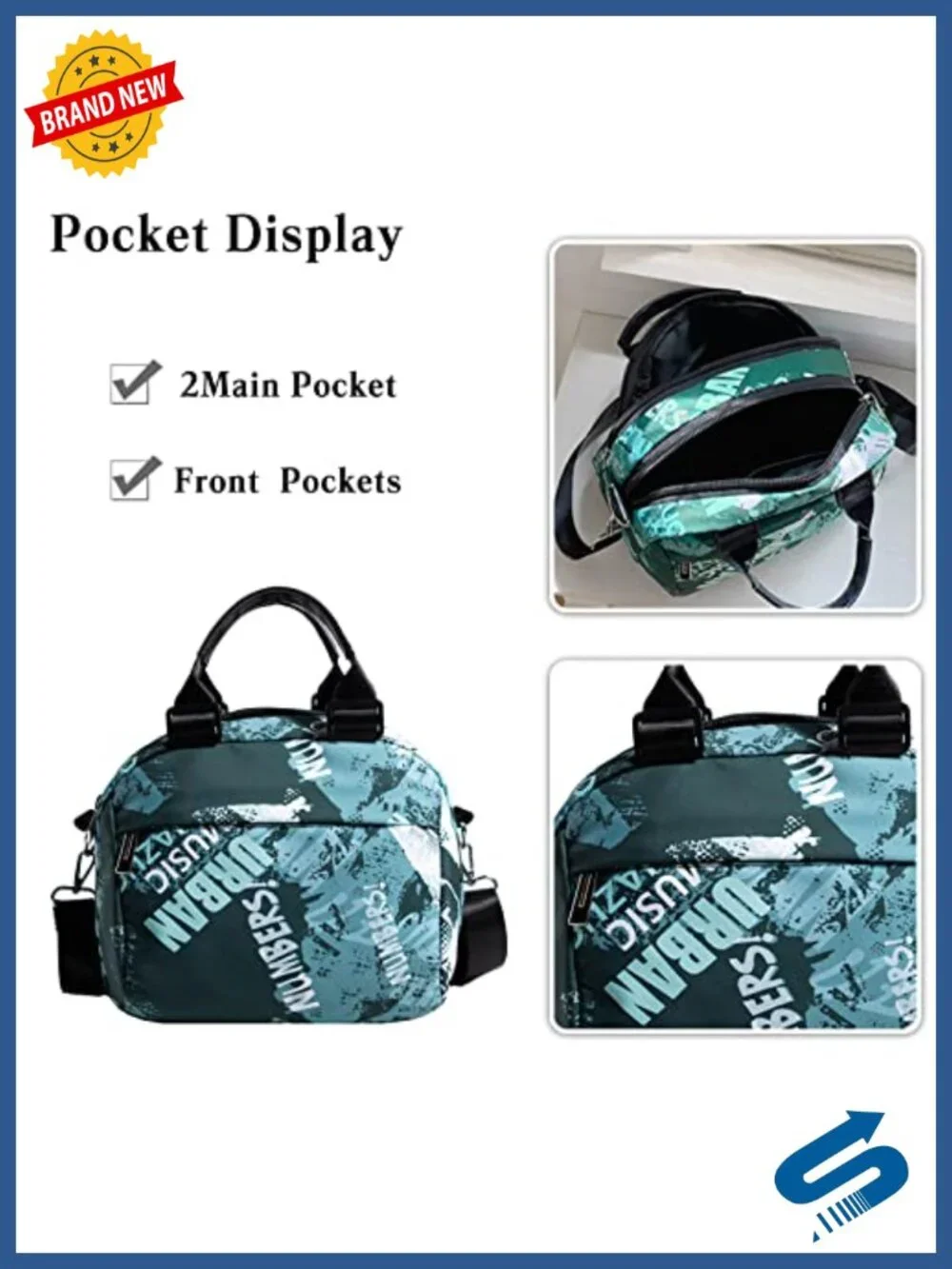 Canvas Crossbody Tote Handbag with Multiple Pockets, Adjustable Strap for
